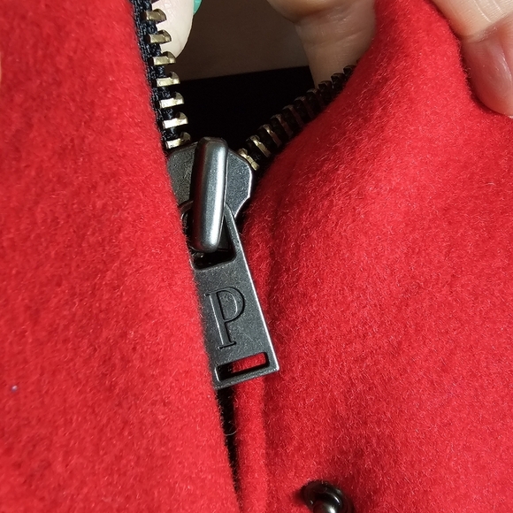 Pendleton Women Hudson Bay Red Wool Car Coat Sz M Striped Lining Water Repellent - Picture 8 of 16